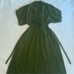 Dark Olive Wrap-Style Dress